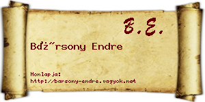 Bársony Endre névjegykártya